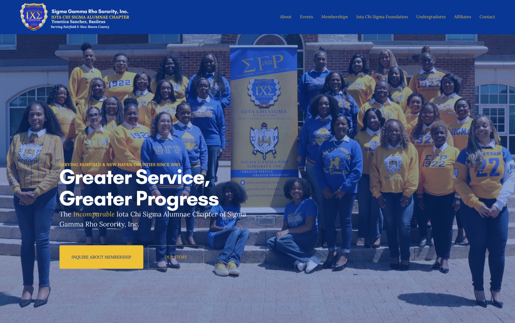 Live Home page: hero over chapter group photo with membership CTA