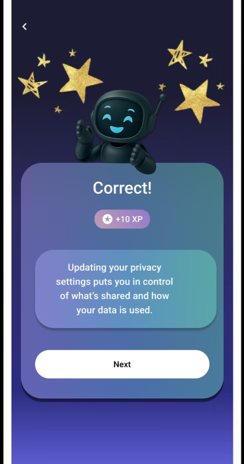 Quiz after correct